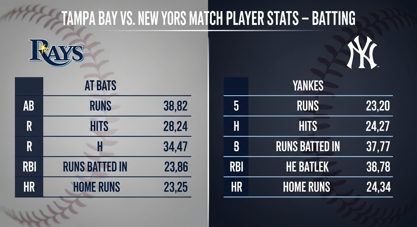 Tampa Bay Rays vs New York Yankees Match Player Stats — Batting