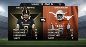 Vanderbilt Football vs Texas Longhorns Match Player Stats