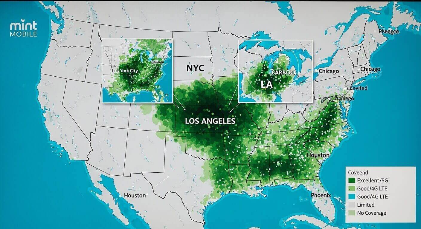 Mint Mobile Coverage Map for Major US Cities Like NYC and LA