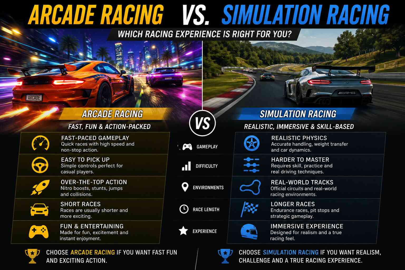 Arcade Racing vs. Simulation Racing